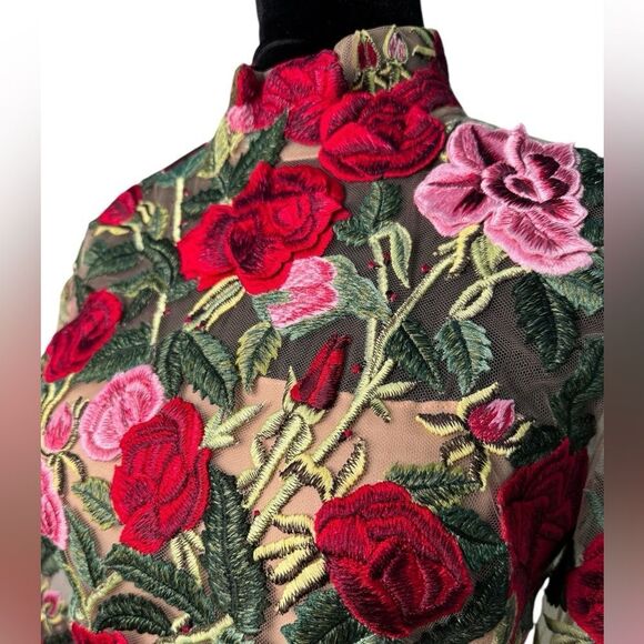 NWT Oscar de la Renta Embroidered Cocktail Dress (4) - Picture 4 of 12